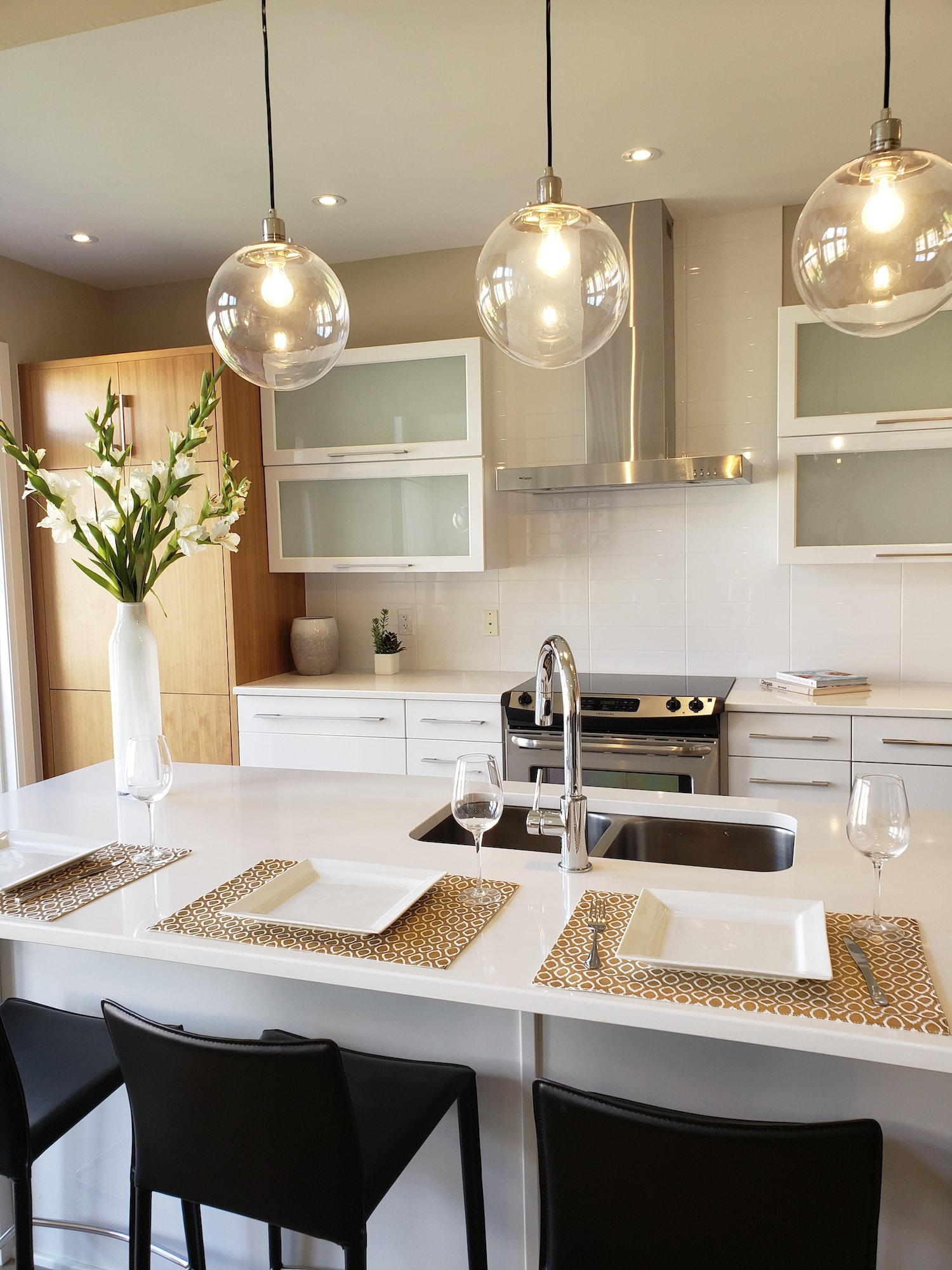 Remodeled kitchen in natural tones, modern apartment design, interior in light colors, eco-friendly